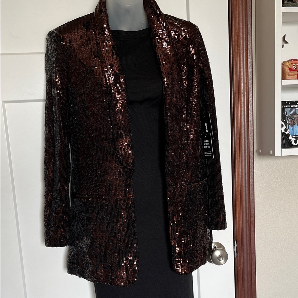 Express Dark Sequin Blazer